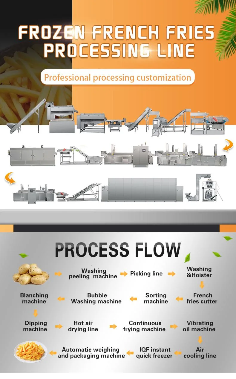 Small Potatoes Chip Processing Line Production Frozen French Fries Chips Potato Frying Machine New