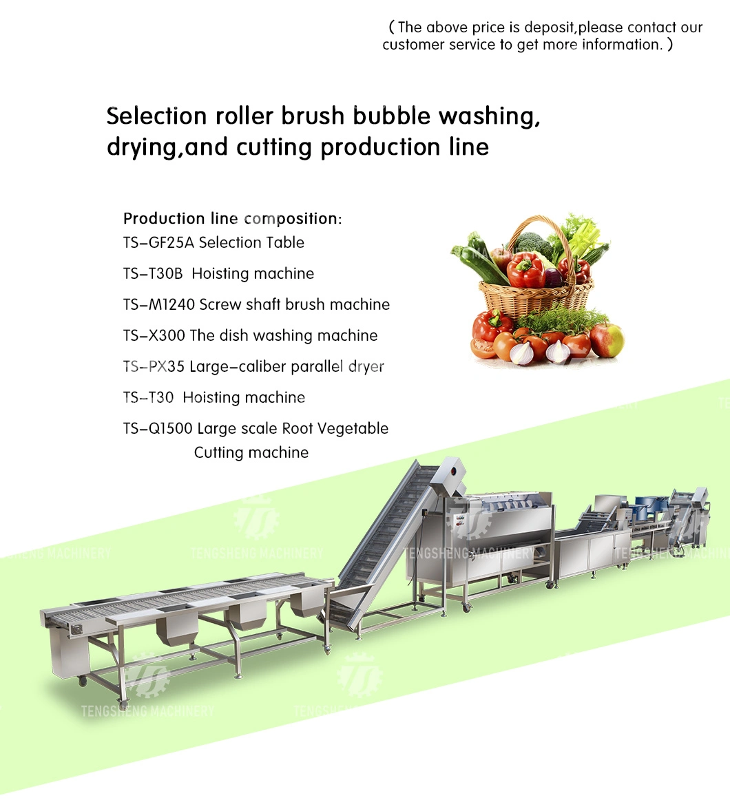 Vegetable and Fruit Potato Sweet Potato Picking Hair Roller Bubble Washing Drying Cutting Machine Production Line